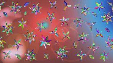 Çiçek desenli çizim. Raster illüstrasyonu. Pembe renkli Asya tekstili.