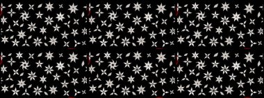 Siyah çiçekli eskiz deseni, suluboya çiçek deseni, sevimli çiçek, duvar kağıdı, kart ya da kumaş için fayanslı. Raster - stok.