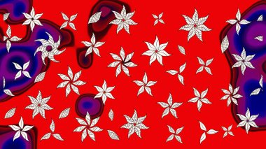 Arkaplan dokusu, duvar kağıdı, kırmızı renkli çiçek teması. Soyut etnik raster çizim kalıbı. Kabile sanatı boho baskısı, klasik çiçek arkaplanı.