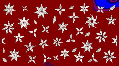 Renkli Bahar Teması eskiz kalıbı. Kırmızı renkte çiçekler. Raster illüstrasyonu. Düz Çiçek Elementleri Tasarımı. Çiçekli çiçek deseni, suluboya..