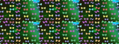 Kumaş, tekstil, baskı ve davetiye için arka plan. Çizim kalıbı. Raster illüstrasyonu. Yeşil renkte güzel renk kelebekleri.