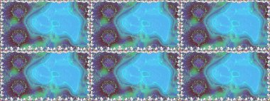 Çiçekli güzel suluboya desen. Mavi renklerde. Raster illüstrasyonu.