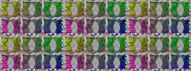 Küçük renkli çiçekler. Moda baskıları için zarif bir şablon. Motley illüstrasyonu. Yeşil çiçekli bahar çiçekleri. Küçük çiçekte şirin desenler.