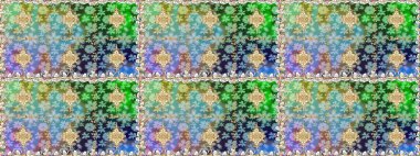 Altın elementli yeşil renkler. Raster altın çiçek süsü brokar kumaş ve cam desenli. Çiçek desenli altın metal. Kusursuz altın desen.