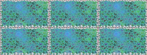 Kelebek desenli güzel çizim tasarımı. Mavi ve yeşil renkli resimler.