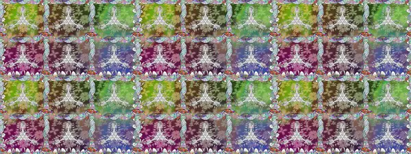 Renkli tekstil tarzında. Raster illüstrasyonu. Çiçeklerle suluboya desenleri.