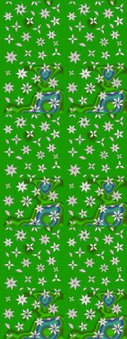 Yeşil ve nötr renklerde çiçekler. Hediye ambalaj kağıdı, tebrik kartları, posterler ve pankart tasarımı. Raster düz çiçek çizim deseni.