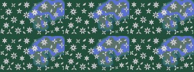 Raster illüstrasyonundaki çiçek desenli çizim. Güzel kumaş deseni. Raster illüstrasyonu. Yeşil ve nötr renklerde.