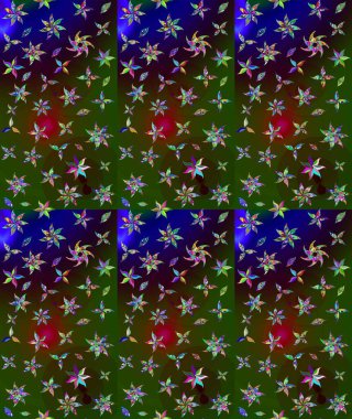 Raster düz çiçek çizim deseni. Hediye ambalaj kağıdı, tebrik kartları, posterler ve pankart tasarımı. Yeşil renkte çiçekler.