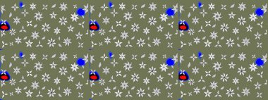 Çizim çiçek deseni duvar kâğıdı olarak kullanılabilir. Yeşil renkli çiçekler. Raster illüstrasyonu.