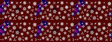 Sevimli çiçek raster deseni. Kırmızı renkte çiçekler. Renkli Bahar Teması eskiz kalıbı. Düz Çiçek Elementleri Tasarımı.