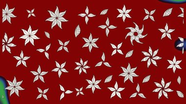 Raster illüstrasyonu. Çiçek desenli çizim. Kırmızı renkte Asyalı tekstil.