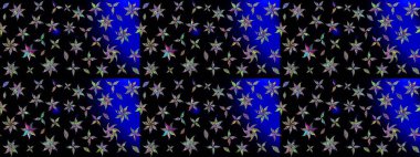 Siyah renkte sevimli çiçekler. Moda baskısı, albüm, ambalaj kağıdı ve duvar kağıdı için zarif dekoratif süslemeler. Raster illüstrasyonu. Küçük çiçekli basit bir çiçek çizimi..