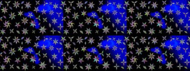 Siyah renkli Asya tekstili. Çiçek desenli çizim. Raster illüstrasyonu.