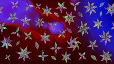 Kahverengi renkli çiçekler. Düz Çiçek Elementleri Tasarımı. Raster illüstrasyonundaki çiçek desenli çizim. Renkli Yaz Teması çizim şablonu.