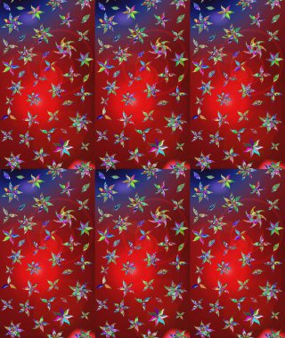 Suluboya çiçekli çiçek deseni. Raster illüstrasyonu. Kırmızı renkte Asyalı tekstil.