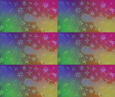 Düz Çiçek Elementleri Tasarımı. Çiçeksel fantezi tasarımı ve parlak bir arka plan çizimi. Renkli Bahar Teması çizim şablonu.