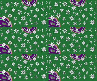 Nakış desenli çiçek deseni. Renkli grunge soyut arkaplanı koloyeşil çiçeklerle süslüyor. İzler, kumaş, duvar kağıtları, tekstil için raster dokusu.