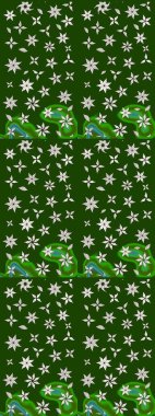 Yeşil ve nötr renklerde çiçekler. Küçük çiçekteki sevimli çiçek deseni. Raster illüstrasyonu.