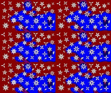 Kırmızı renklerde çiçek desenli çizimler, el yapımı papatyalar, papatyalar. Tekrar eden çiçek arkaplanı, zarif kırmızı çiçek duvar kağıdı.