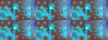 Raster Çiçek İllüstrasyonu güzel tekstil. Mavi renkli etnik çiçeklerle zarif eskiz deseni.