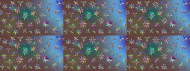 Şirin çiçek elementleri. Raster illüstrasyonu. Kahverengi renkli çiçekler. Çizim.