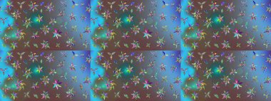 Paket kağıdı için en iyisi. Doğal kozmetik ürünleri, parfüm, çiçekçi dükkanı için bahar ihalesi tasarımı. Mavi lale çiçekli Raster eskiz deseni. Karşılama ya da düğün geçmişi olarak kullanılabilir.