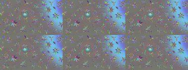 Düz Çiçek Elementleri Tasarımı. Renkli Bahar Teması eskiz kalıbı. Raster illüstrasyonundaki çiçek desenli çizim. Süslü kumaş deseni.