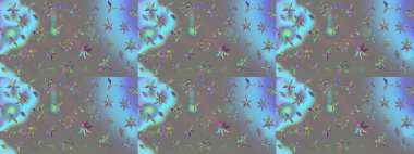 Çiçeksel çizim kalıbının yansıması. Vadinin gri renkli çiçekleri.