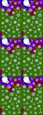 Düz Çiçek Elementleri Tasarımı. Raster illüstrasyonundaki çiçek desenli çizim. Süslü kumaş deseni. Renkli Bahar Teması çizim şablonu.