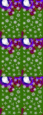 Düz Çiçek Elementleri Tasarımı. Raster illüstrasyonundaki çiçek desenli çizim. Süslü kumaş deseni. Renkli Bahar Teması çizim şablonu.