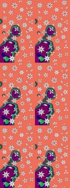 Raster düz çiçek çizim deseni. Hediye ambalaj kağıdı, tebrik kartları, posterler ve pankart tasarımı. Turuncu ve nötr renkte çiçekler.