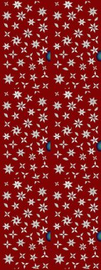 Şirin çiçekli eskiz deseni ve kırmızı ve nötr renklerde yapraklar, suluboya çiçek deseni, duvar kağıdı, kart veya kumaş için fayanslı. Raster illüstrasyonu.