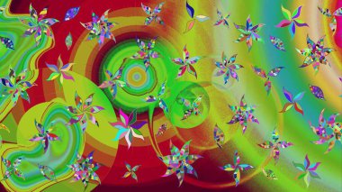 Eskiz arkaplan modeli. Raster - stok. Yapraklı çiçekler ve yeşil renkli papatya çiçekleri..