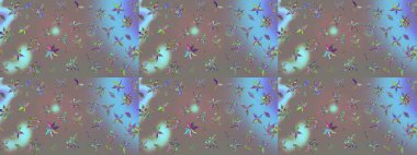 Çocuksu tasarım. Gri arka planda. Elle çizilmiş çiçek desenli Raster çizimi. Tekstil, kumaş, ambalaj, hatıra defteri için güzel çiçek arkaplanı..