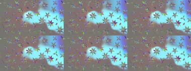 Çiçek desenli çizim. Raster illüstrasyonu. Asya tekstil tarzında. Renkli Bahar Teması eskiz kalıbı. Düz Çiçek Elementleri Tasarımı. Gri renkli çiçekler.