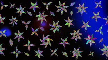 Klasik çiçek tasarımı elementleri. Raster illüstrasyonu. Siyah kıvırcık çiçekler siyah renklerde şekillenir.