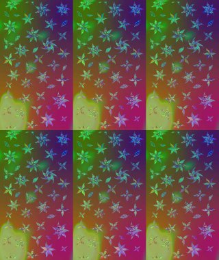 Şirin çiçek elementleri. Yeşil renkli çiçekler. Raster illüstrasyonu. Çizim.