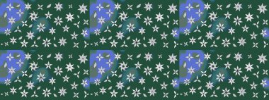 Yeşil renkli etnik çiçeklerle süslenmiş zarif bir eskiz şekli. Raster Çiçek İllüstrasyonu güzel tekstil..