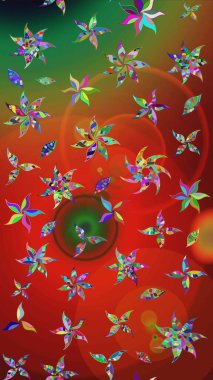 Küçük çiçekte güzel bir desen. Kırmızı çiçekli bahar çiçekleri. Moda baskıları için zarif bir şablon. Küçük renkli çiçekler. Motley illüstrasyonu.