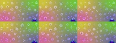 Tarafsız ve yeşil renklerde Asya tekstili. Suluboya çiçekli çiçek deseni. Raster illüstrasyonu.