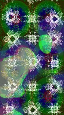 Raster kar taneleri arka planda. Soyut kar taneleri arkaplanda izole edilmiş düz dizayn. Raster illüstrasyonu. Kar taneleri deseni. Kar tanesi renkli desen.