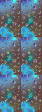 Gömlek, arka plan modelini çiz. Tropik çiçekler. Mavi renkte çiçekler.