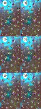 Renkli Bahar Teması eskiz kalıbı. Kahverengi renkli çiçekler. Çiçek desenli eskiz, yaz çiçekleri. Düz Çiçek Elementleri Tasarımı.