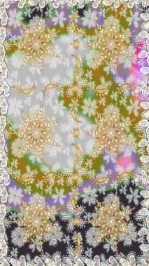 Kusursuz çiçek deseni. Kusursuz raster arka plan. Tarafsız renklerde grafiksel modern kusursuz desen. Duvar kâğıdı barok, İspanyol kumaşı.