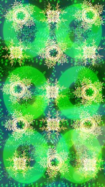 Farklı kar taneleri toplayıcısı, sarı, yeşil ve mavi renklerde kış elementleri. Raster Noel soyut renkli arkaplan ve tatlı kar tanesi.