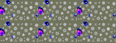 Çiçekli eskiz deseni. Suluboya çizimi. El çizimi. Yeşil renkte çiçekler.