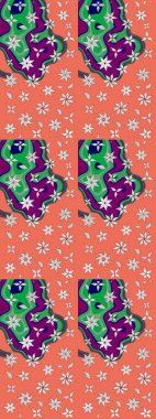 Raster illüstrasyonu. Düz Çiçek Elementleri Tasarımı. Chichi 'nin kumaş kalıbını çiz. Çiçek deseni. Renkli Bahar Teması çizim şablonu.