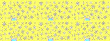 Yumuşak, yaz çiçekli arka plan. Çiçekli karalama şeklinde Raster çiçek deseni. Sarı ve beyaz renkte çiçekler.