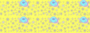 Raster illüstrasyonu. Robot resim. Küçük çiçekte sevimli çiçek deseni var..